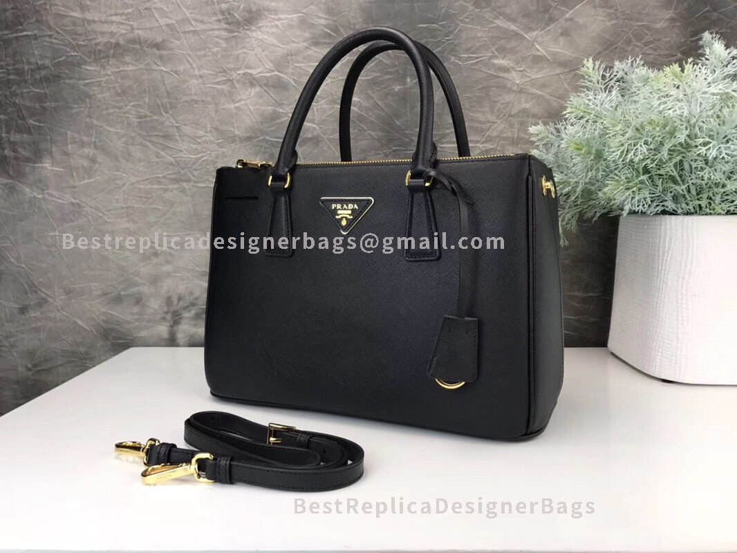Prada Galleria Black Medium Saffiano Leather Bag GHW 1801